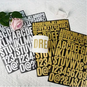 Glitter gold and silver alphabet number stickers, 1-inch waterproof self-adhesive vinyl decals