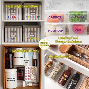 Waterproof 1-inch glitter alphabet and number stickers for home organization and labeling