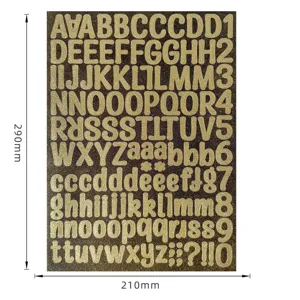 Gold glitter alphabet and number stickers A4 sheet for DIY holiday party decorations