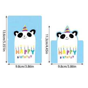 Detailed dimensions for cute panda 3D pop-up birthday greeting cards for party decorations