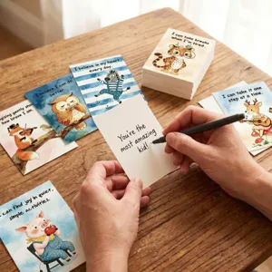 Children's SEL affirmation cards with cute animal illustrations and positive quotes