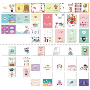 Lot de cartes d'anniversaire colorées avec de jolies illustrations et designs DIY variés