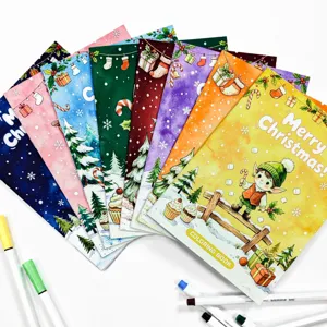 Serie di libri da colorare di Natale per bambini con festose illustrazioni di elfi