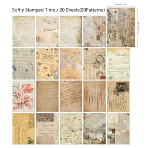 20 sheets of vintage scrapbooking paper set with antique floral and script designs