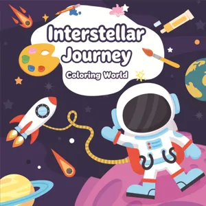 Copertina di un libro da colorare sullo spazio con astronauta e razzo per bambini