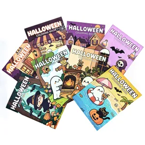 Set di 8 simpatici libri da colorare di Halloween per bambini con vari design di copertina