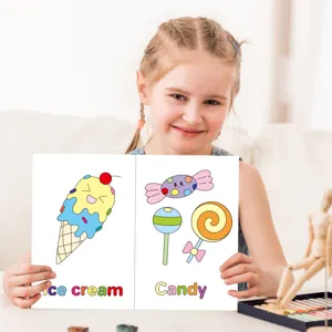 Children's English coloring book featuring ice cream and candy for early education.