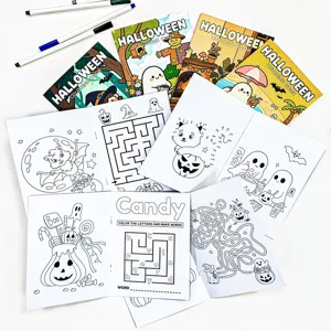 Pagine interne di attività di un set di 8 libri da colorare di Halloween per bambini