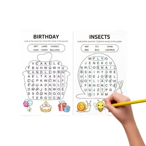 Pädagogisches Wortsuch- und Malbuch für Kinder mit Geburtstags- und Insektenthemen