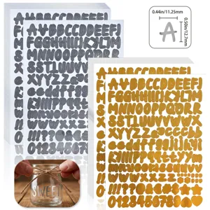 Autocollants Alphabet et Chiffres Métalliques Or Argent Vinyle Imperméable Pour Étiquetage de Bocaux de Cuisine Organisation Maison