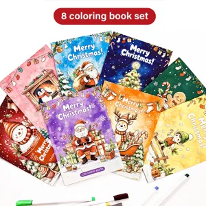 Set di 8 libri da colorare natalizi per bambini con motivi festivi