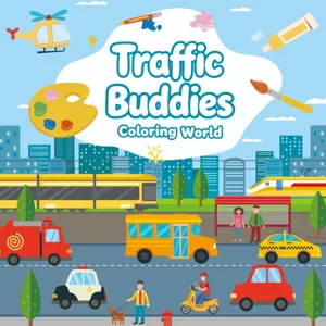 Design dettagliato della copertina del libro da colorare Traffic Buddies per bambini