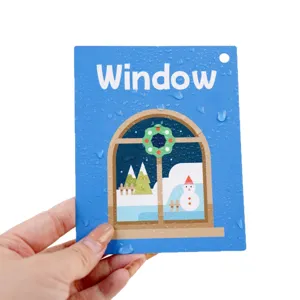 Waterproof children's flashcard featuring Window illustration for early learning