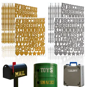 Metallic Industrial Vinyl Alphabet Stickers 1 Inch Waterproof Gold Silver Letter Number Stickers For Mailbox Toolbox Car DIY Decoration