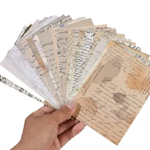 Vintage scrapbooking paper pack with retro handwritten scripts and aged textures, 20 sheets