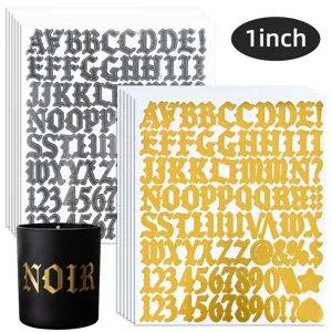 1 Zoll Gothische Alphabet Aufkleber Spiegel Gold Silber Buchstaben Aufkleber Für DIY Hochzeit Weinglas Kerze Tasse Wasserdichte Vinyl Aufkleber