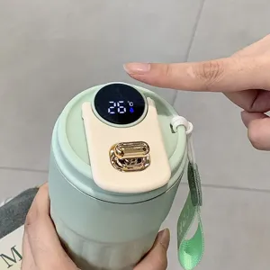 Smart temperature display coffee cup made of premium 316 stainless steel in mint.