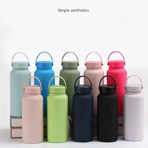 304 Stainless Steel Vacuum Insulated Water Bottle Large Capacity Portable Sports Flask With Handle Lid For Outdoor Travel