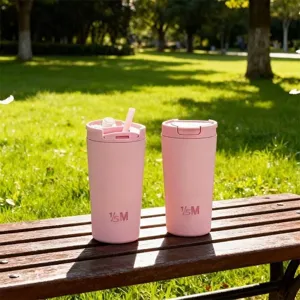 12oz rosa Edelstahl Vakuum isolierte Kaffeebecher für Reisen und Auto