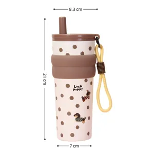 Insulated 316 stainless steel vacuum tumbler with straw and strap, 8.3x21x7 cm detail