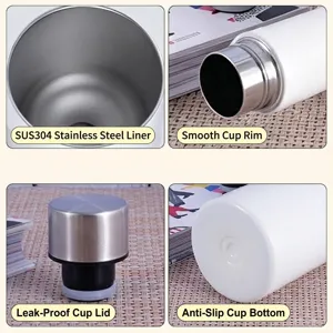 Detail view of 304 stainless steel vacuum insulated bottle with leak-proof lid