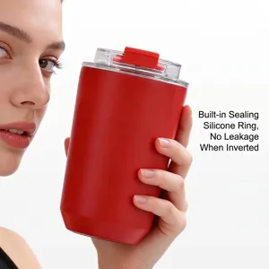 Insulated 304 stainless steel coffee mug with double-wall vacuum design in matte red finish