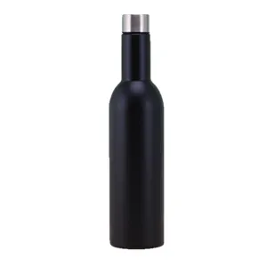 750ml matte black stainless steel vacuum flask wine bottle shaped water bottle