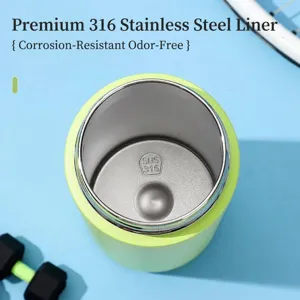 Borraccia sportiva in acciaio inox 316 verde lime con rivestimento in metallo premium