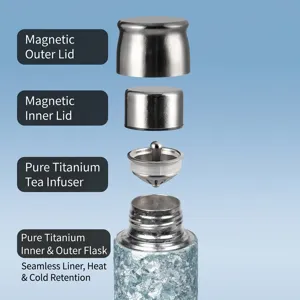 Borraccia termica in puro titanio premium con tappo magnetico e infusore per tè ufficio