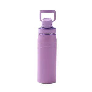 Modern purple 316 stainless steel insulated water bottle with a portable carry handle