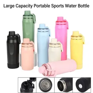 Moderna Botella de Agua con Aislamiento al Vacío de Acero Inoxidable 304 Gran Capacidad Frasco Espacial Deportivo Portátil para Viajes de Oficina al Aire Libre