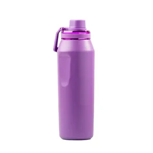 Botella de agua deportiva térmica de acero inoxidable 304 grande en color lila mate