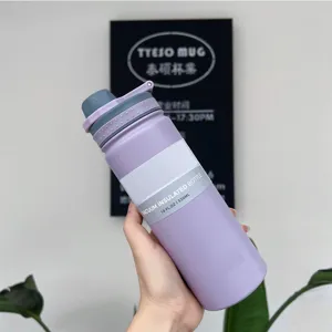 Detailed view of a 530ml purple 304 stainless steel vacuum insulated water bottle