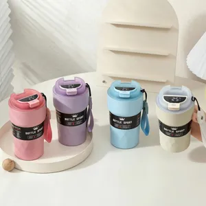 Smart LED Temperature Display Coffee Mug 304 Stainless Steel Vacuum Insulated Travel Thermos Portable Cup Leak-Proof For Office Car Outdoor