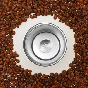 Interior view of high-quality 304 stainless steel coffee cup showing SUS 304 engraving