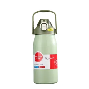 Große 316 Edelstahl-Vakuum-Sportflasche in Grün mit praktischem Tragegriff