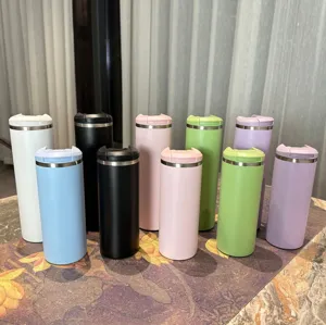 Collection of multi-colored stainless steel thermal tumblers in two different sizes