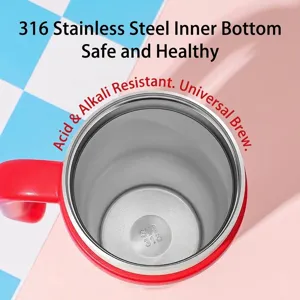 Vista interna del bicchiere isolato da 40 once con rivestimento in acciaio inox 316.
