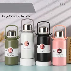 316 Stainless Steel Vacuum Flask Large Capacity Portable Outdoor Sports Water Bottle With Handle Insulated Travel Mug
