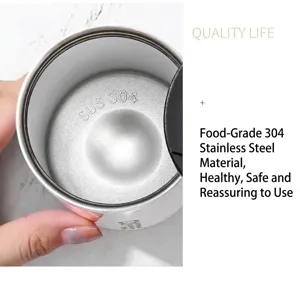 Minimalist 304 stainless steel insulated coffee mug with food-grade interior view.