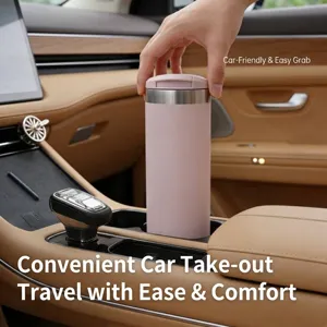 Pink 304 stainless steel insulated coffee tumbler for car cup holders.
