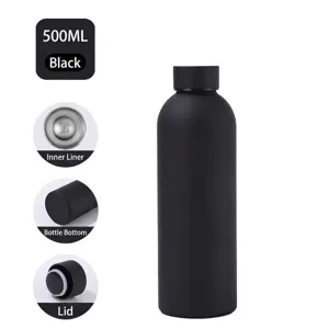 Θερμός 500ml από ανοξείδωτο ατσάλι σε μαύρο ματ με στεγανό καπάκι για εξωτερική χρήση