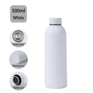 Θερμός 500ml λευκό από ανοξείδωτο ατσάλι με ματ φινίρισμα για αθλητικές δραστηριότητες