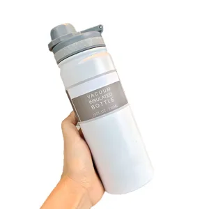 White 304 stainless steel vacuum insulated sports bottle 18oz for outdoor activities