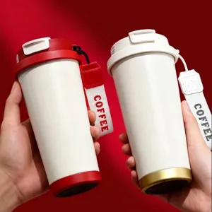 Lily Of The Valley Insulated Coffee Mug Ceramic Stainless Steel Liner Portable Travel Cup With Rope Handle For Car Office