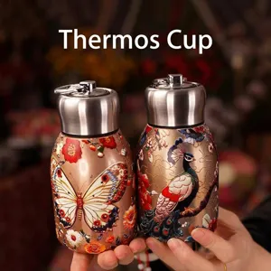 Mini Portable Chubby Vacuum Insulated Bottle 304 Stainless Steel Water Cup With Hand Loop Outdoor Travel Pocket Flask
