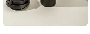 Detailed close up view of the black stainless steel thermos cup lid and portable handle part