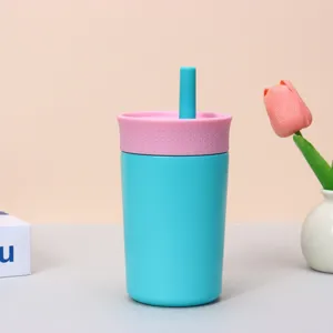 Owala-stijl geïsoleerde beker van 304 roestvrij staal met rietje in blauw en roze