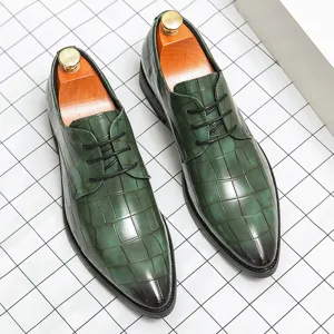 Zapatos de Vestir para Hombre Punta Estrecha Patrón de Cocodrilo Cuero Vacuno Con Cordones Zapatos Oxford Business Boda Tallas Grandes