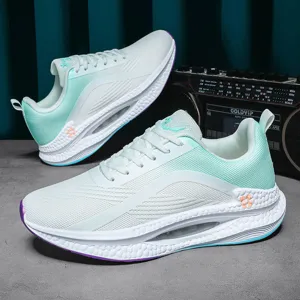 Lightweight mint green gradient sports sneakers with hollow thick sole for men and women